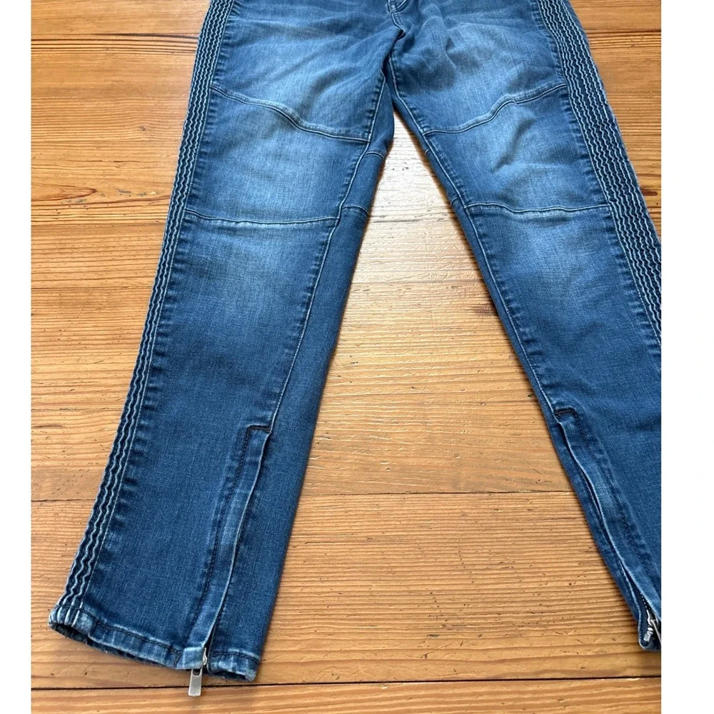 True Religion Mick Jeans Mens Blue Moto‎ Slouchy Skinny Ankle Zip SIZE 34